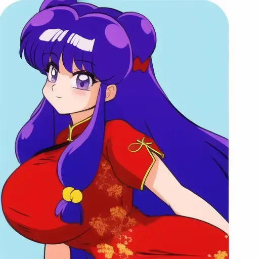 <lora:ShanpuuRanma:.7>, ShanpuuRanma, purple_hair, big_breasts, hair_bell, china_dress