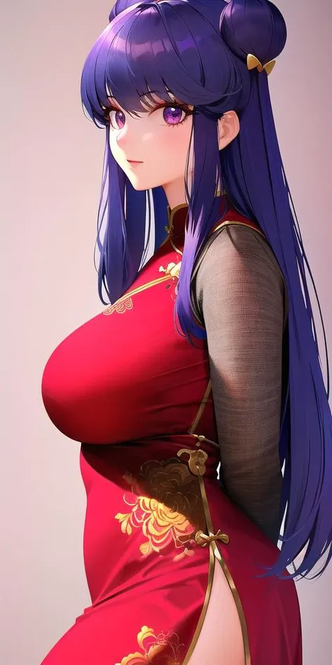 <lora:ShanpuuRanmaV2:0.7> shanpuuranma, large_breasts, standing, solo, china_dress_red_SMP, masterpiece, best quality, detailed face, detailed eyes, highres,