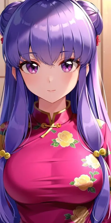 <lora:ShanpuuRanmaV2:0.7> shanpuuranma, large_breasts, standing, solo, Chinese_Clothes_Floral_Print_SMP, masterpiece, best quality, detailed face, detailed eyes, highres,