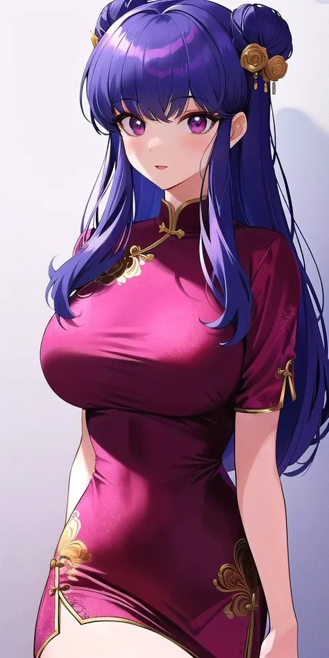 <lora:ShanpuuRanmaV2:0.7> shanpuuranma, large_breasts, standing, solo, short_dress_pink_smp, china dress,, masterpiece, best quality, detailed face, detailed eyes, highres,