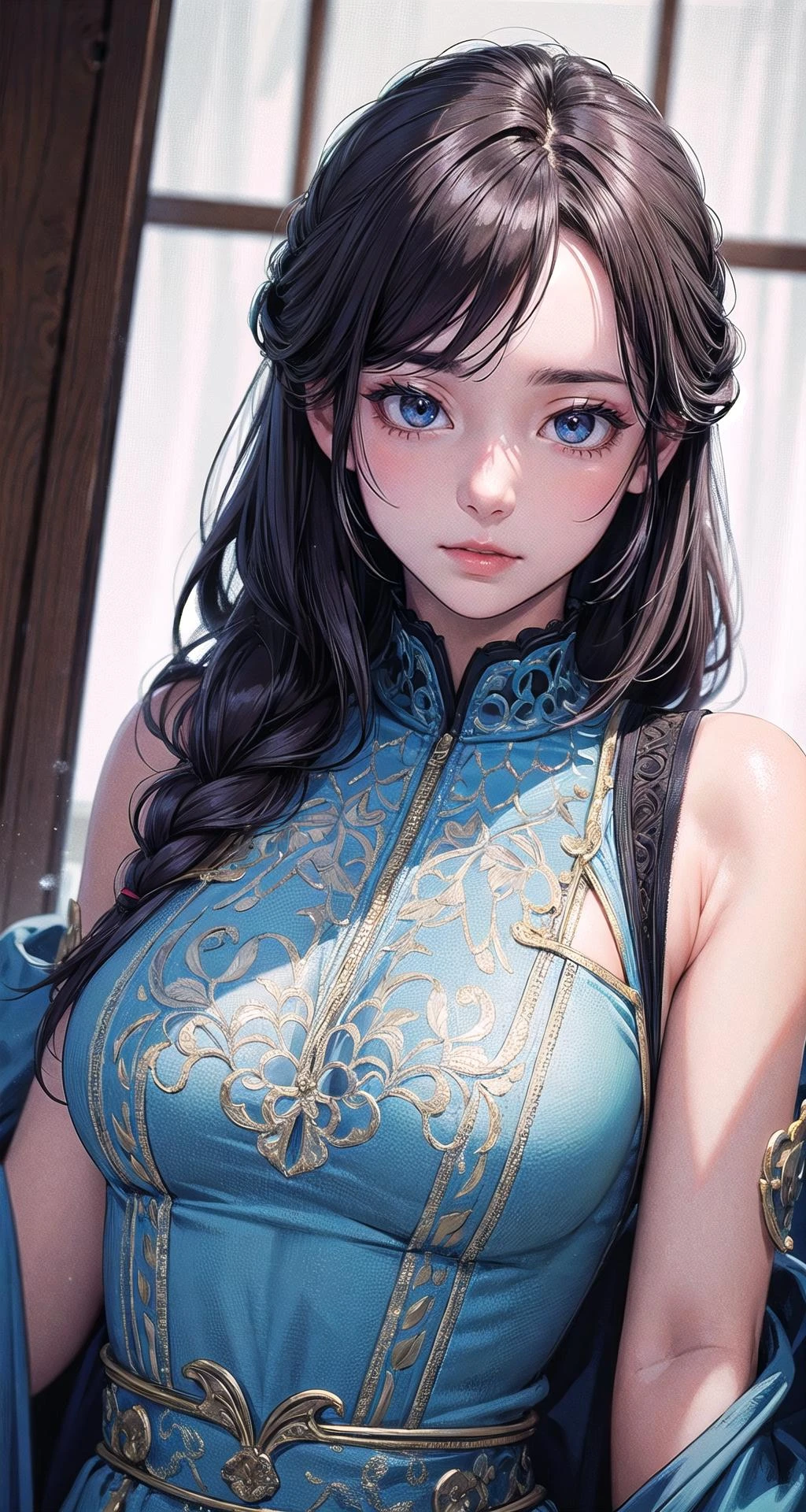 ((masterpiece,intricate details)),1girl,mature female,upper body,