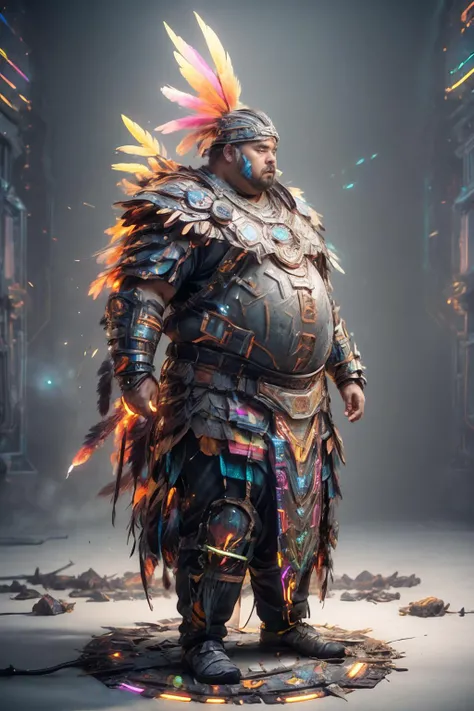 (Realistic),masterpiece,best quality,cinematic lighting,natural shadow,Dutch Angle,full body,looking at viewer,
r1ge,(1man,photo of a fat man),Side part,azt3ch,aztec,science fiction,neon light,mechanical,feathers,barbarian armor,
<lora:weight_slider_v2:3>,<lora:muscle_slider_v1:-1>,
<lora:add_detail:1>,<lora:æ³å
:0.3>,<lora:Clothing - Aztech Armor:1>,<lora:r1ge - AnimeRage:0.3>,glowing,aura,energy,beam,flying debris,
