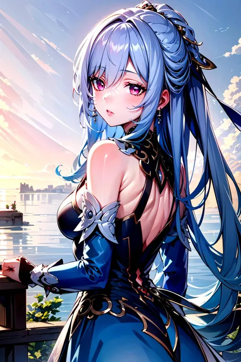 1girl, blue dress, outdoors,, best quality, masterpiece, ultra detailed, illustration,