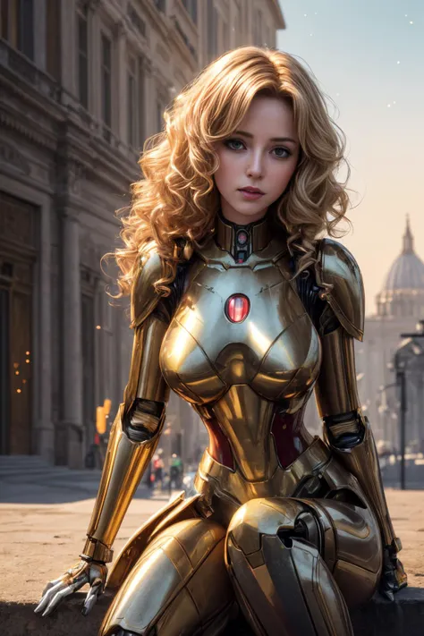 Masterpiece, best quality, (highly detailed raw photo:1. 2), 8k render in redshift, volumetric lighting, volumetric shadows, waist-up, bokeh <lora:more_details:0.6>
woman, luxury fabrics, Leaning forward, hands braced on knees, honey blonde, big hair, twin drills,
heroic fantasy, a city under attack by giant robots, vatican city
