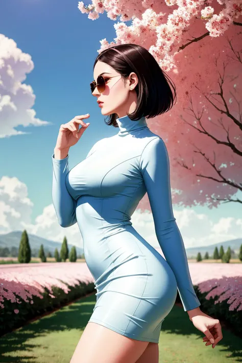 masterpiece of photorealism, photorealistic highly detailed professional 8k raw photography, best hyperrealistic quality, volumetric real-time lighting and shadows, front profile full body Photography, a hip hop 80's British model woman with 50's haircut, in a white and red zig zag stripes turtleneck dress and large sunglasses, Inverted Triangle with Frame: Broader shoulders and bust with a narrower waist and frame, art by Sergio Lopez , Natalie Shau, james jean and salvador dali, Sitting on Edge: Seated on the edge of a surface, conveying confidence., Windmills in Countryside full of busy people, Dynamic Striding Perspective, Mid-Step