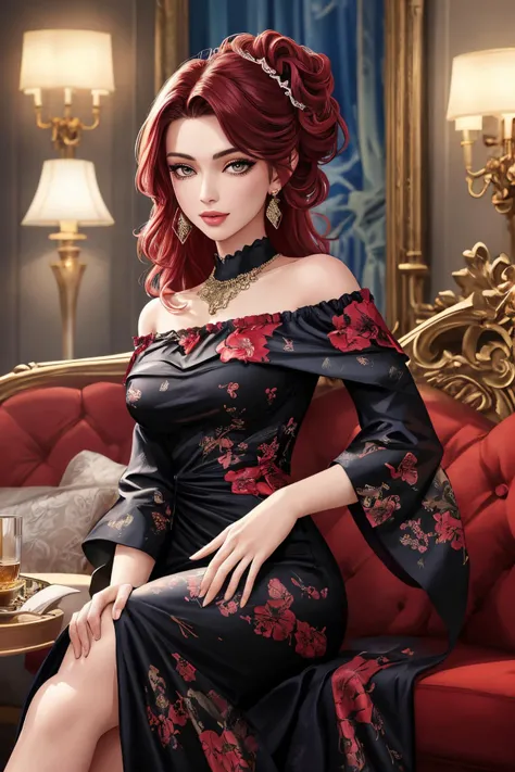 ((Masterpiece, best quality)), edgQuality,smug,smirk,
edgParure_jewelery, a woman in a tiara sitting in a chair, earrings and necklace with several rubies , wearing edgParure_jewelery <lora:Parure_MINI:1>
