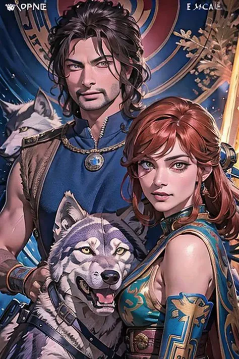 sword dance, (masterpiece, top quality, best quality, official art, high resolution), detailed face:1.2, anime, beautiful eyes, (handsome:1.2, tarkan and a Wolf:1.4), (Fu manchu mustache), tarkan,,extreme detailed,(joshua middleton comic cover art:1.1), (Action painting:1.2), masculine, (concretism:1.2),(hypermaximalistic:1.5),colorful,highest detailed,