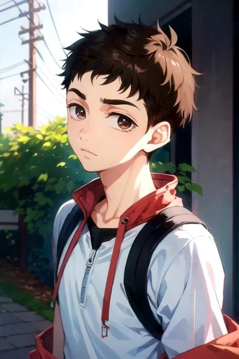 masterpiece, best quality, , 1boy, solo, male focus, looking at viewer, upper body, depth of field, <lora:junpei_murao:0.70>, junpei_murao, brown hair, brown eyes, windbreaker, , feudal japan, 12k resolution