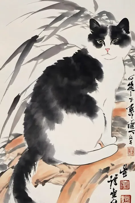 chinese ink painting, traditional media, liujiyou, cat, no human <lora:liujiyou-000008:0.8>