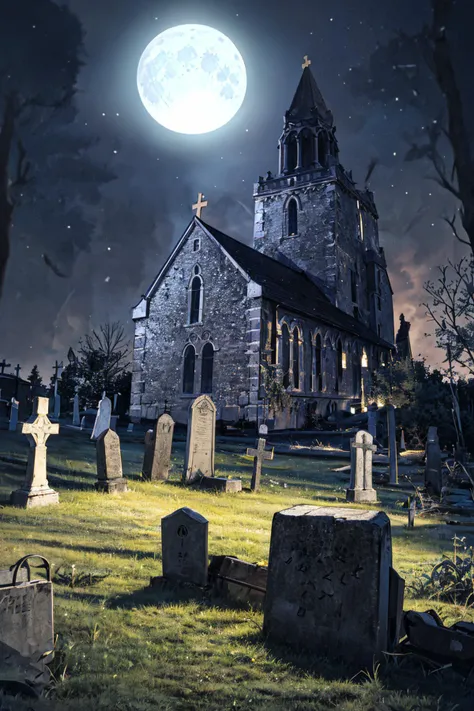 ((masterpiece)), (best quality), official art, extremely detailed CG, unity 8k wallpaper, ultra detailed, highly detailed, detailed background,
EdobChurchCemeteryCreepyNight church a cemetery, black sky, in the dark, with a full moon in the background,  <lora:EdobChurchCemeteryCreepyNight_v1.0:0.8>