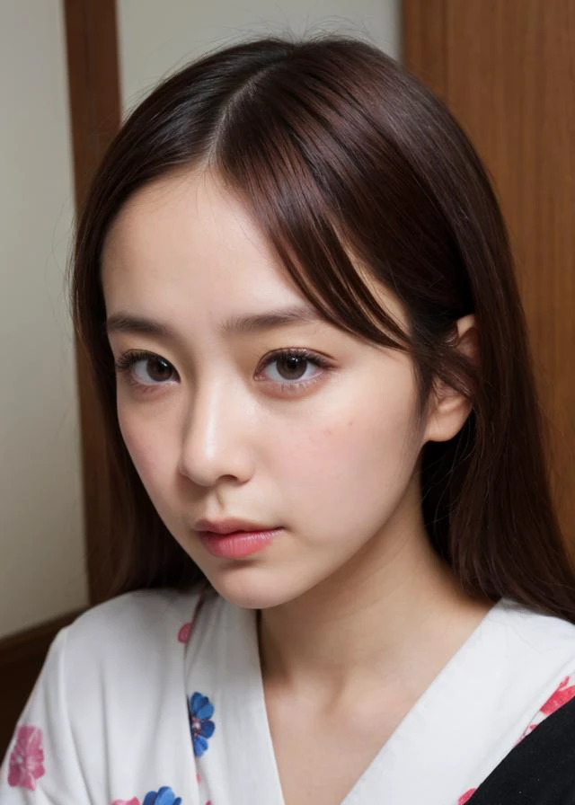 RAW photo, nsfw, a portrait of 1girl, collarbone, (floral_print, japanese_clothes, kimono:1.3), lips, looking_at_viewer, realistic, red_lips, (sitting, wariza:1.2), solo, striped, striped_kimono, traditional_media, white skin, ( redhead medium long hair:1.28), cowboy shot, in the japanese room, tatami, shoji, fusuma,
NaturalHand2-3500, natural skin texture, hyperrealism, hdr, hyperdetailed, RAW photo, photorealistic, best quality, highres, realistic, 8k, caustics, dynamic light, beautiful and delicate lips, delicate fingers, detailed pupil, real human skin,