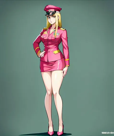 standing,blonde hair,Military uniform,pink_Military uniform,full body, 1girl, 
<lyco:Reiko_Akimoto_V1:1>, <lyco:GoodHands-beta2:1.0>