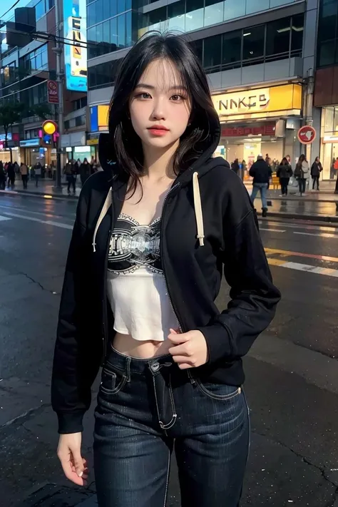 woman, urban, streets, (day:1.1), RAW,(8k, best quality, masterpiece:1.2),(intricate details:1.4),(photorealistic:1.4),octane render, complex 3d render ultra detailed, studio soft light, rim light, vibrant details, ultra detailed, realistic skin texture, detailed face, beautiful detailed eyes, extremely detailed CG unity 8k wallpaper, makeup, (detailed background:1.2), (cowboy shot:1.2),(hip),(perfect anatomy:1.2),(black hoodie, long jeans:1.2),
<lora:dynachuu-04:1>