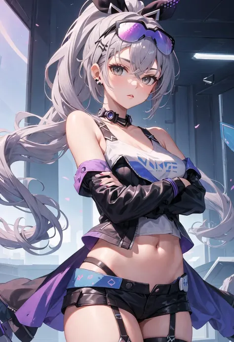 Kiana kaslana, big boobs, wearing sports bra and yoga pants, welding a sword 