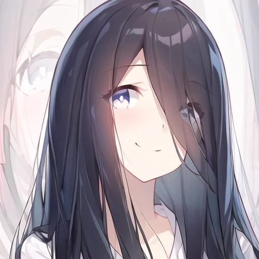 ((masterpiece)),(best quality), absurdres,sadako_yamamura,<lora:Sadakobest:0.8>, <lora:quanAvatarStyle_v10:1>,face,facial, white background,smile, head,