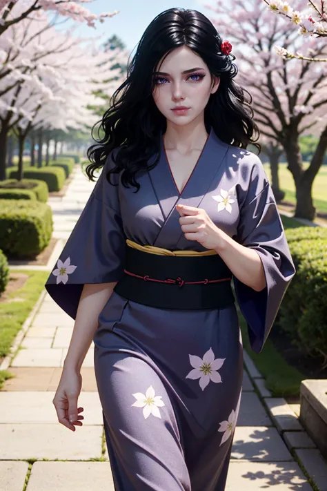 ((ultra detailed, masterpiece, best quality))
<lora:W3Yennefer:0.8>
W3Yennefer, 1girl, solo, purple eyes, dress, walking in a serene Japanese park with cherry blossoms, yukata, and a hair ornament