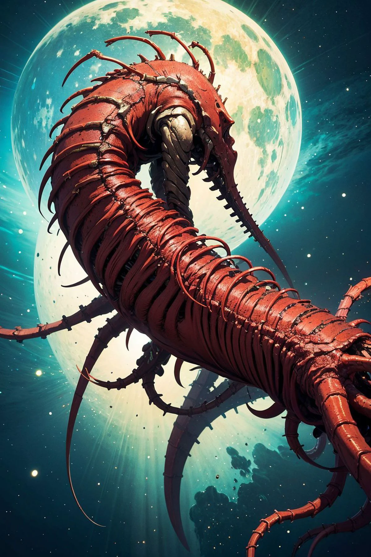 Abstract style , (masterpiece:1.3), (best quality:1.3), biogan, biopunk, Intricate metallic exoskeleton harmoniously entwined with organic sinew, a mesmerizing biomechanical creature emerges from the depths of imagination, <lora:biogunv2:0.5> . Non-representational, colors and shapes, expression of feelings, imaginative, highly detailed