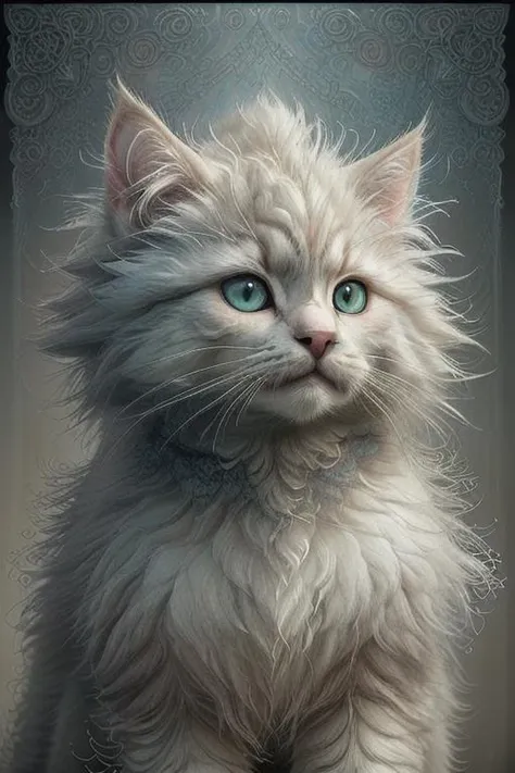 cute fluffy cat, rutkowski, intricate digital art, soothing tones,(cartoon:0.3), (art:1.4), epic realistic, faded, neutral colors, (hdr:1.4), (muted colors:1.4), (intricate), (artstation:1.99), dramatic, intricate details, (technicolor:0.9), detailed, intricate, cinematic, detailed