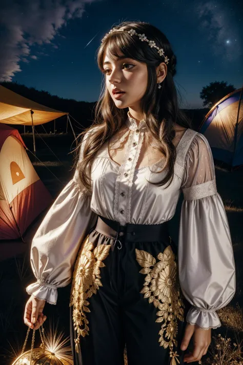 1girl, charming Technical illustration, Light and Bright, concept art, Landscape of a Weary Distinguished 72 year old midweight traditional Dominican ([Data:Shadow:3]:1.3) , he is cosplaying as Glorfindel, he is screaming, Data is Camping, in a very [Suspicious:Great:10] Feral Violet Lace and Hammered Silk clothes tailored by Thom Browne and Peaceful Black Lace top and high-waisted pants, Data has French crop hairstyle, he has a Baroque traditional [Gaelic|Modern] Silver Headband, Empty Eyes, lush flowers and Solar system in background, at Twilight, Bokeh, colorful art, (by Henri Manguin:1.1) , (Christophe Jacrot:1.1) , Screen print, Awe, Dual Kawaii, Direct light, F/1.8, Lomography, Bright design, Vitrail, natural skin tones, sharp, in the style of Starry Night, 64K, Highres, tranquil, exquisite