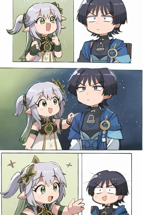 masterpiece, best quality, <lora:sxn:1>,multiple girls,multiple boys, <lora:style05:1>,simple background, (chibi:1.3),comic,