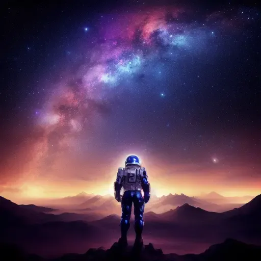 a space soldier, milkyway background, <lora:milkyW:1>