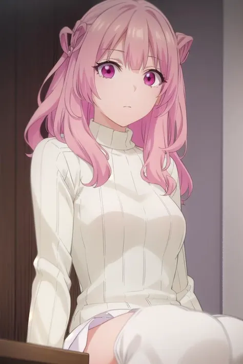 usagitsukishiro, <lora:usagi tsukishiro s1-lora-nochekaiser:1>,
usagi tsukishiro, long hair, pink hair, (pink eyes:1.5), hair bun,
BREAK skirt, sweater, turtleneck, white skirt, ribbed sweater,
BREAK indoors,
BREAK looking at viewer,
BREAK <lyco:GoodHands-beta2:1>, (masterpiece:1.2), best quality, high resolution, unity 8k wallpaper, (illustration:0.8), (beautiful detailed eyes:1.6), extremely detailed face, perfect lighting, extremely detailed CG, (perfect hands, perfect anatomy),
