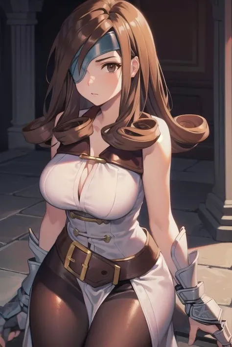 beatrix, <lora:beatrixtest:1>,
beatrix, (brown eyes:1.7), brown hair, drill hair, eyepatch,
BREAK armor, belt, black pantyhose, boots, dress, gauntlets, gloves, greaves, pantyhose, shirt, sleeveless, sleeveless shirt, white dress,
BREAK looking at viewer,
BREAK outdoors, forest,
BREAK <lora:GoodHands-vanilla:1>, (masterpiece:1.2), best quality, high resolution, unity 8k wallpaper, (illustration:0.8), (beautiful detailed eyes:1.6), extremely detailed face, perfect lighting, extremely detailed CG, (perfect hands, perfect anatomy),