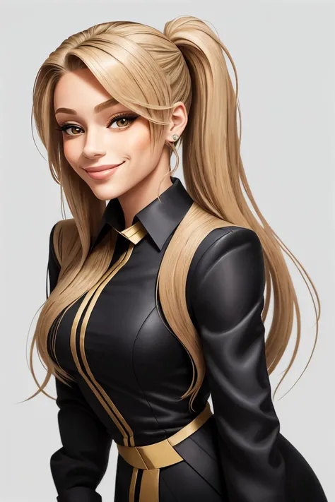 cubist interpretation of, geometric, fragmented, Picasso style headshot <lora:HaileyGrice_v1:0.9> HaileyGrice with dirty blonde hair with highlights, focus on smiling face, wearing a pant suit , her hair is styled as fishtail side ponytail,