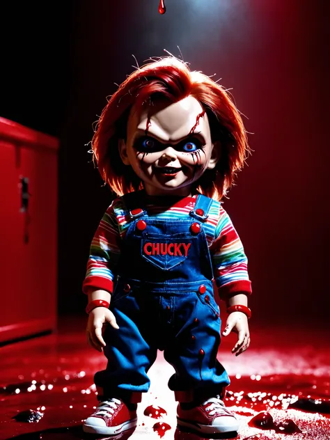 ("CHUCKY" text logo:1.1) , dripping red blood, <lora:Harrlogos_v1.1:1>, sinister smile, film poster, cinema poster, a demon doll, 8k uhd, dslr, soft lighting, high quality, film grain, Fujifilm XT3, <lora:more_details:0.5> full body portrait, <lora:more_details:0.5>