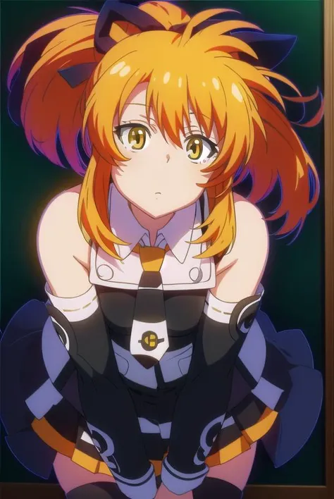 misaominakami, <lyco:misaominakamiLYCORIStest:1>,
misao minakami, (yellow eyes:1.5), orange hair,ponytail, black ribbon, ribbon, hair ribbon,
BREAK skirt, thighhighs, black thighhighs, zettai ryouiki, school uniform,
BREAK looking at viewer,
BREAK indoors, classroom,
BREAK <lora:GoodHands-vanilla:1>, (masterpiece:1.2), best quality, high resolution, unity 8k wallpaper, (illustration:0.8), (beautiful detailed eyes:1.6), extremely detailed face, perfect lighting, extremely detailed CG, (perfect hands, perfect anatomy),
