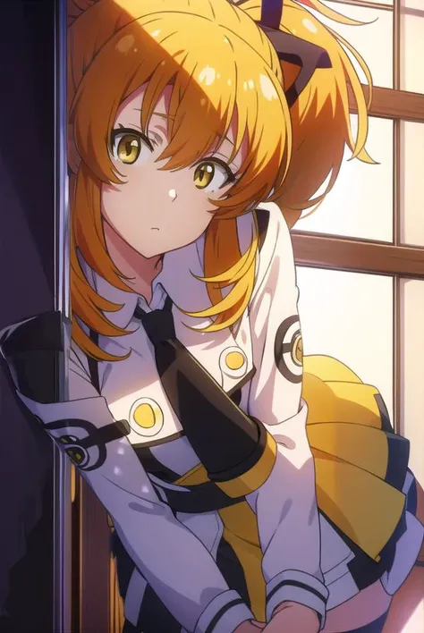 misaominakami, <lyco:misaominakamiLYCORIStest:1>,
misao minakami, (yellow eyes:1.5), orange hair,ponytail, black ribbon, ribbon, hair ribbon,
BREAK skirt, thighhighs, black thighhighs, zettai ryouiki, school uniform,
BREAK looking at viewer,
BREAK indoors, classroom,
BREAK <lora:GoodHands-vanilla:1>, (masterpiece:1.2), best quality, high resolution, unity 8k wallpaper, (illustration:0.8), (beautiful detailed eyes:1.6), extremely detailed face, perfect lighting, extremely detailed CG, (perfect hands, perfect anatomy),