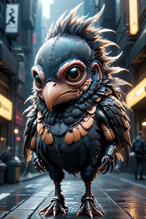 Techwear fashion, an award-winning photo of an (animal | bug | bird ), hyperrealistic <lora:xl_more_art-full_v1:0.7> <lora:zhibi-sdxl:0.85> zhibi, Futuristic, cyberpunk, urban, tactical, sleek, dark, highly detailed