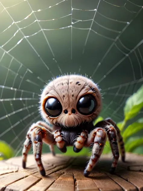 zhibi, chibi, animal spider, small spider, chibi spider, cute happy spider, sitting in a spiderweb <lora:zhibi:1>