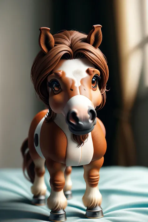 zhibi, chibi, horse, small horse, chibi horse, cute, cute, looking at viewer, animal ears, brown eyes, standing, full body, blurry, no humans, depth of field, blurry background, freckles, horse <lora:ral-zhibi-sd15:1>