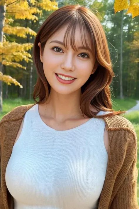 1girl,(wearing autumn outfit:1.4),(RAW photo, best quality), (realistic, photo-realistic:1.4), masterpiece, an extremely delicate and beautiful, extremely detailed, 2k wallpaper, Amazing, finely detail, extremely detailed CG unity 8k wallpaper, ultra-detailed, highres, soft light, beautiful detailed girl, extremely detailed eyes and face, beautiful detailed nose, beautiful detailed eyes,cinematic lighting,autumn scenery,morning light,perfect anatomy,slender body, smile<lora:abenatsuki_lora:0.8>