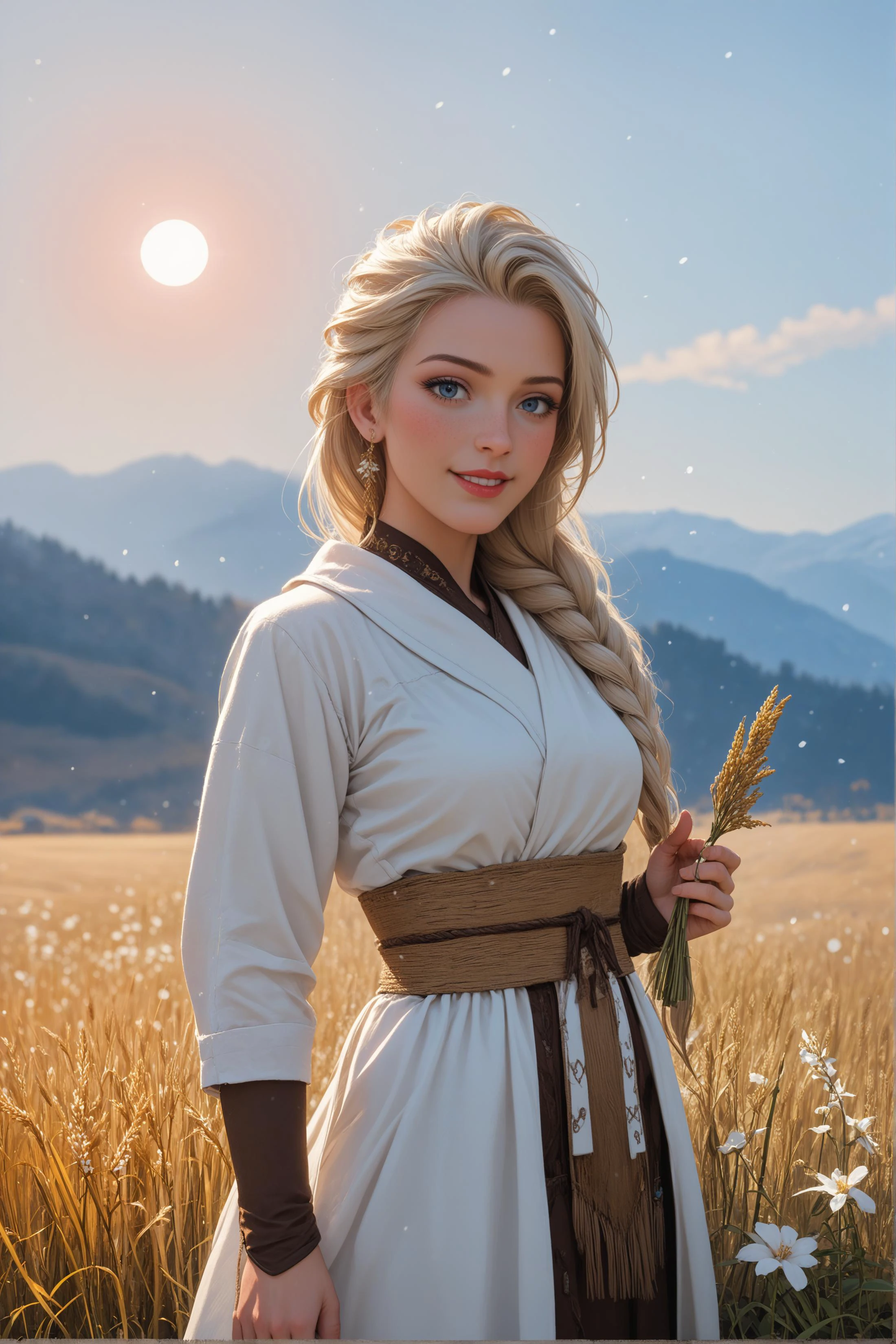 score_9, score_8_up, score_7_up, (1girl:1.2), (eskimo), tribal, snowing, warm clothes, in a field, desolate, woman, erotic, seductive, snow, fur-trimmed clothes, blonde hair, long hair, Elsa, smile, holding white flowers, wheat field, golden sun, <lora:pony/twilight_style:0.8> concept art, realistic, <lora:pony/expressiveh:0.8> expressiveh