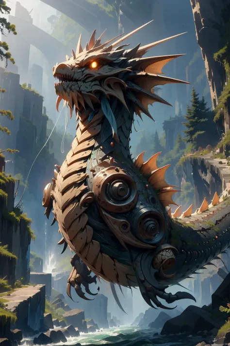 masterpiece, best quality, <lora:spleviathan-10:1> leviathandef, glowing eyes, no humans, water <lora:evergreen-nvwls-v1:0.7> EvergreenStyle, pine cone