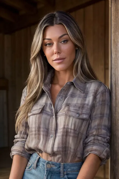 convict costume , dirt road , evening <lora:Sarah_Jane_Honeywell:1> masterpiece,best quality, detailed face, 1girl, solo, sj1873h, blonde_hair