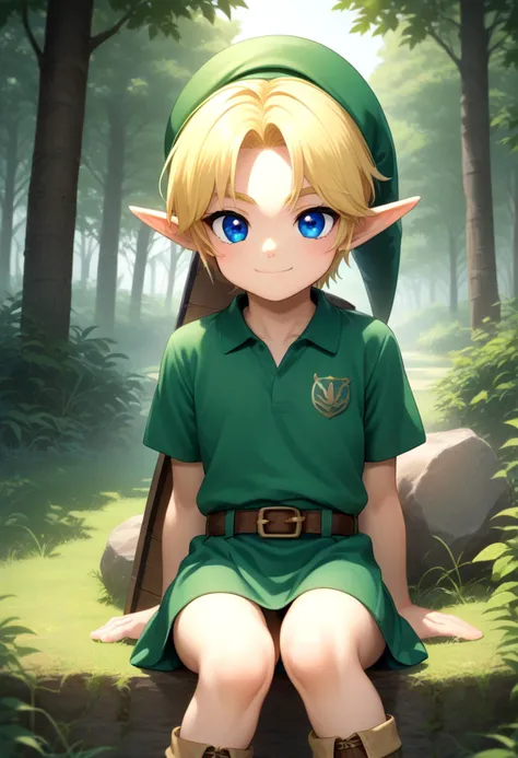 score_9, score_8_up, score_7_up,source_anime, rating_safe BREAK
detailed eyes, village
<lora:Young_linkPony:1>
younglink, 1boy, blonde hair, pointy ears, hat, solo, blue eyes,smile, skirt,sitting, looking at viewer, forest shadow,hat,belt, green headwear, scabbard, shield on back,
