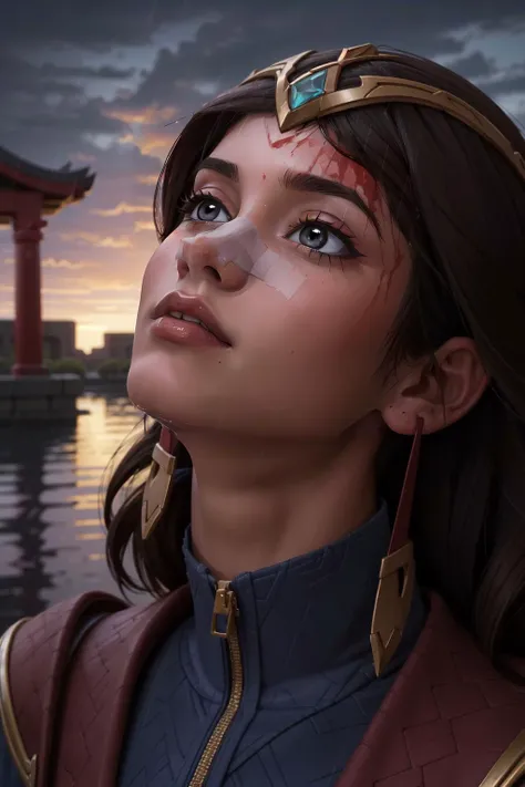 (masterpiece, best quality), intricate details,
1girl, <lora:lol_karma-000012:0.8> karma \(league of legends\), 1girl, jewelry, dark-skinned female, makeup, short hair, tiara,
persia, temple, sand, persian theme,
<lora:yllicft-10:0.8> yllicft, solo, rain, injury, blood on face, bandaid on face, bandaid on nose, looking up, rain, water on face,