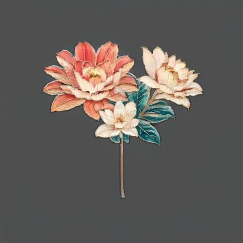 white background, simple background, flower, leaf, tiger,