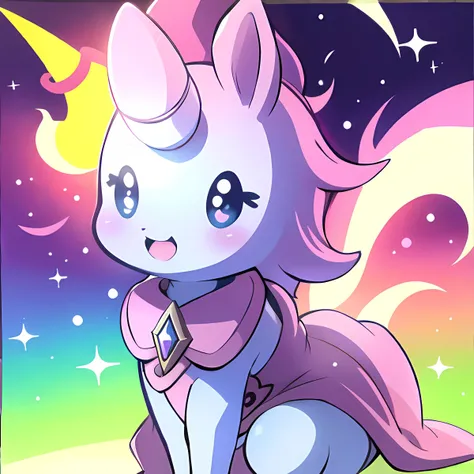 ((masterpiece)), (best quality), 8k, cartoon background, ultra-detailed:1.3, absurdress, unicorn, unicorn, babyper, unicorn using a diaper, hickey, 3d, beautiful ilumination, white eyes, glowing eyes, small body, colorful skin:1.1, colorful unicorn:1.1, pony, ultra-detailed background, colorful unicorn, dark magician girl, magic hat, magic unicorn <hypernet:unstablebabies:0.8>, <lora:darkMagicianGirlLora_1:0.4>