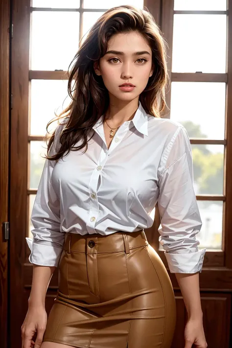 (masterpiece, best quality, high resolution:1.2), (dynamic angle), (seductive pose), detailed background,
HDR, shot on Canon 5D Mark II, sharp focus on subject, depth of field, cinematic lighting, hard shadows,
detailed face, detailed eyes, detailed skin, extremely detailed, intricate details,
(1girl, 24 years old), <lora:ZH_TiaCarrere90s:1>, zh_tiacarrere90s, solo, realistic, brown hair, lips, brown eyes, looking at viewer, slight smile, shirt, skirt, 90s aesthetic,