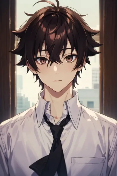 masterpiece, best quality, high quality, 1boy, solo, male focus, looking at viewer, upper body, <lora:yuuya_tenjou:0.56>, yuuya_tenjou, brown hair, hair between eyes, brown eyes, ,