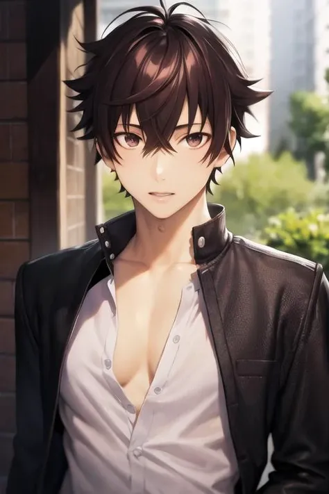 masterpiece, best quality, high quality, 1boy, solo, male focus, looking at viewer, upper body, <lora:yuuya_tenjou:0.54>, yuuya_tenjou, brown hair, hair between eyes, brown eyes, realistic, gakuran