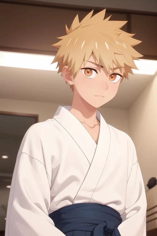 masterpiece, best quality, high quality, 1boy, solo, male focus, looking at viewer, upper body, <lora:shuu_inuzuka:0.74>, shuu_inuzuka, , blonde hair, orange eyes, realistic, yukata