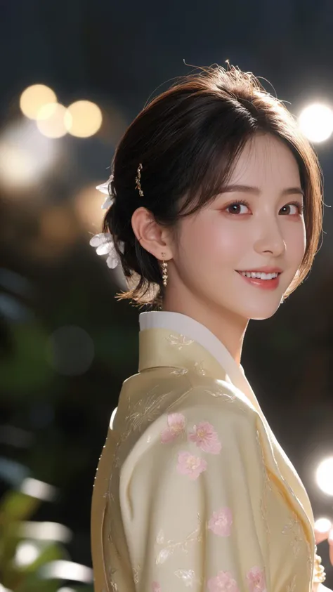 detailed eyes, Perfect features, (masterpiece), (best quality), moist skin, shiny skin, glossy skin, (good quality), intricate details, Smile, Open your mouth, earrings, Ray Tracing,