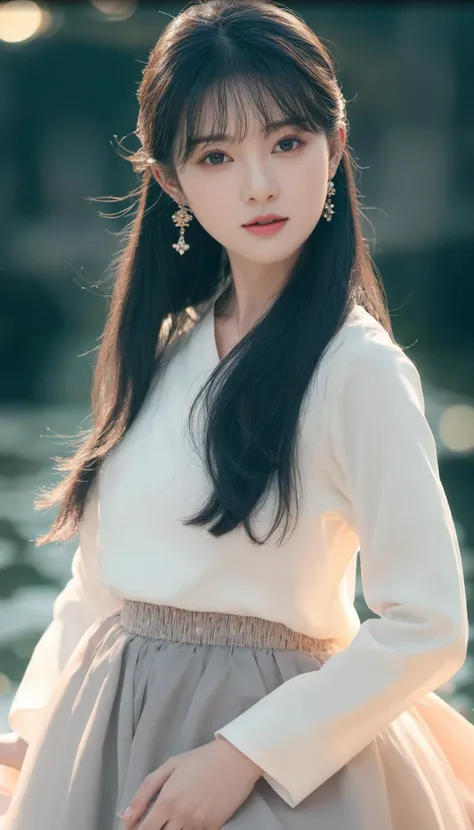 detailed eyes, Perfect features, (masterpiece), (best quality), moist skin, shiny skin, glossy skin, (good quality), intricate details, earrings, Ray Tracing, (realistic:1.1), korean,