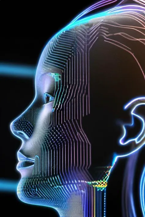 digital art, hologram, bigdata, high technology, sound wave, digital landscape, neural network, Humanoid, reflaction, masterpiece, 32k UHD resolusion, high quality, professional photography, closed up,<lora:add-detail-xl:1.0>