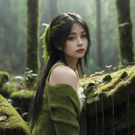 A moss covered ruined girl,